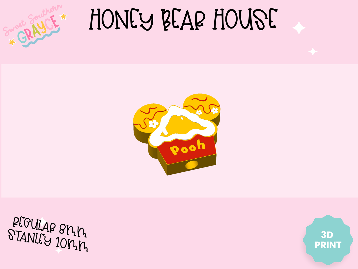 3D STRAW TOPPER- HONEY BEAR HOUSE