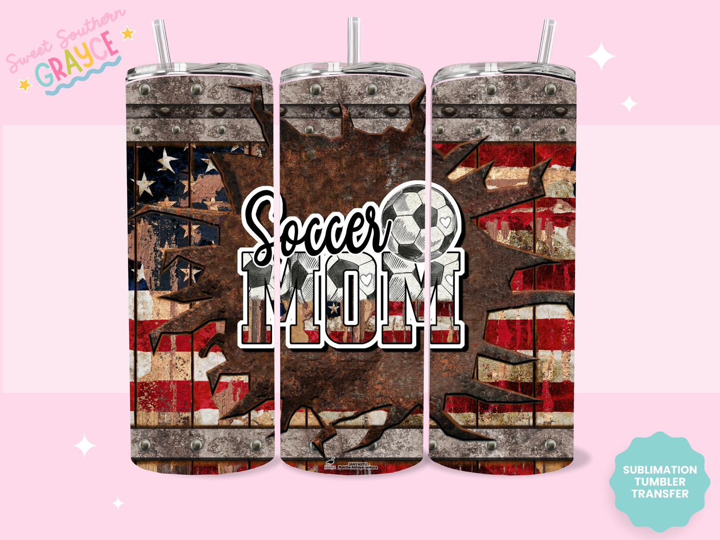 20oz SUBLIMATION TRANSFER - AMERICAN SOCCER MOM