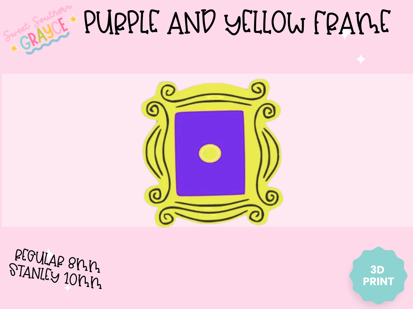 3D STRAW TOPPER- PURPLE AND YELLOW FRAME