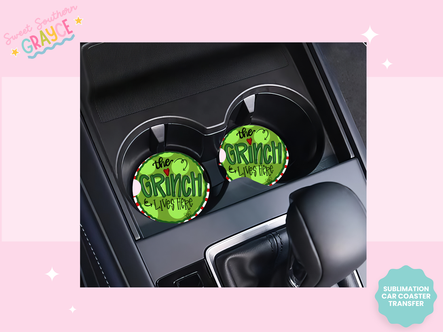 CAR COASTER SUBLIMATION TRANSFER - THE GREEN MAN LIVES HERE