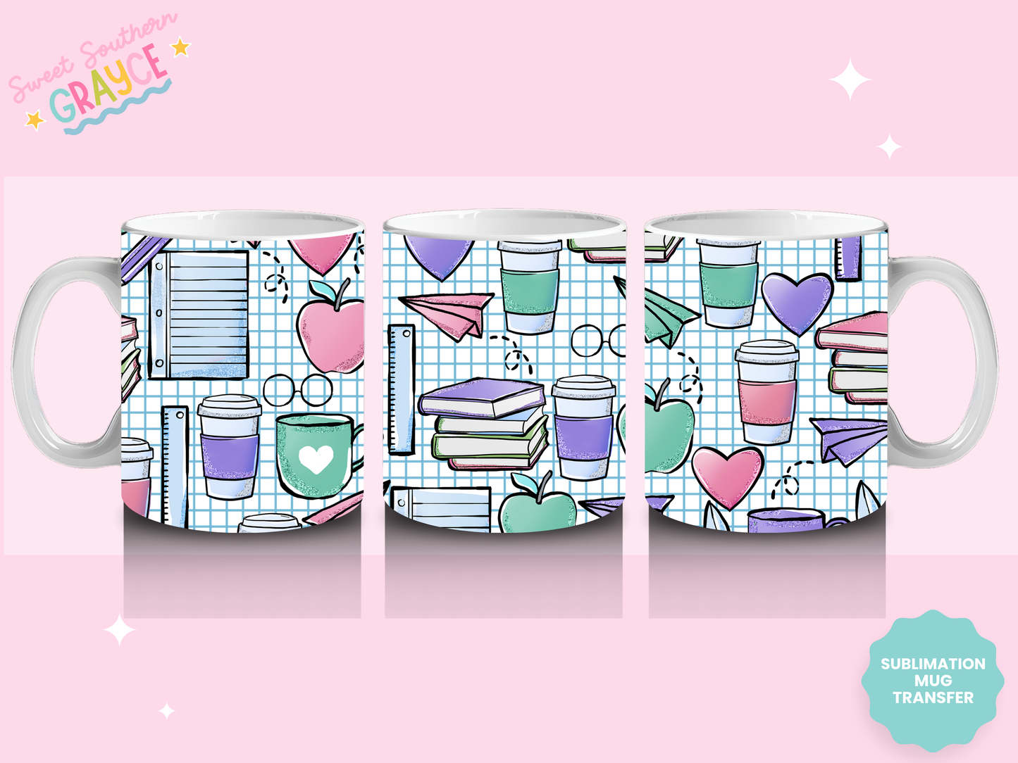 MUG SUBLIMATION TRANSFER - NOTEPAD TEACHER THINGS