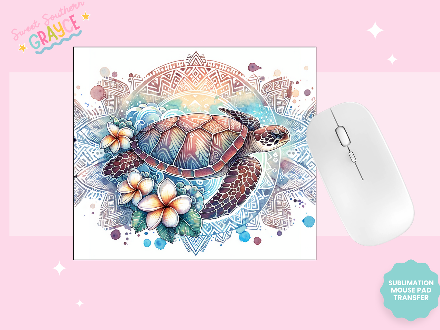 MOUSE PAD SUBLIMATION TRANSFER - COLORFUL TURTLE