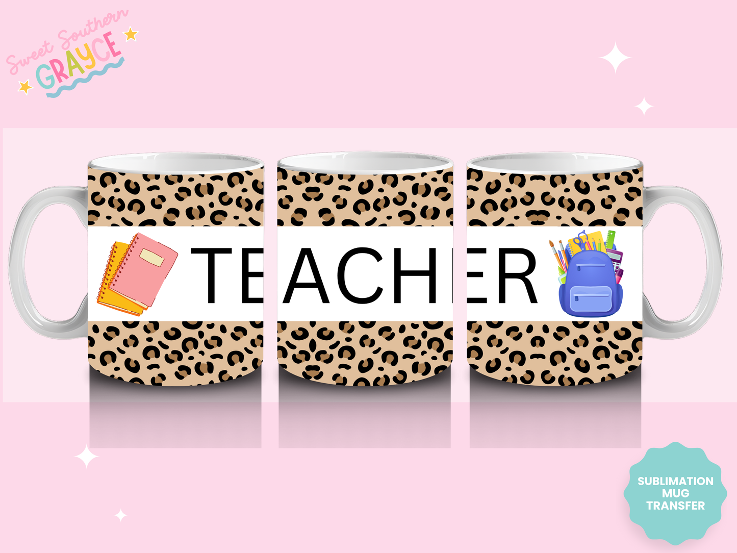 MUG SUBLIMATION TRANSFER - CHEETAH TEACHER