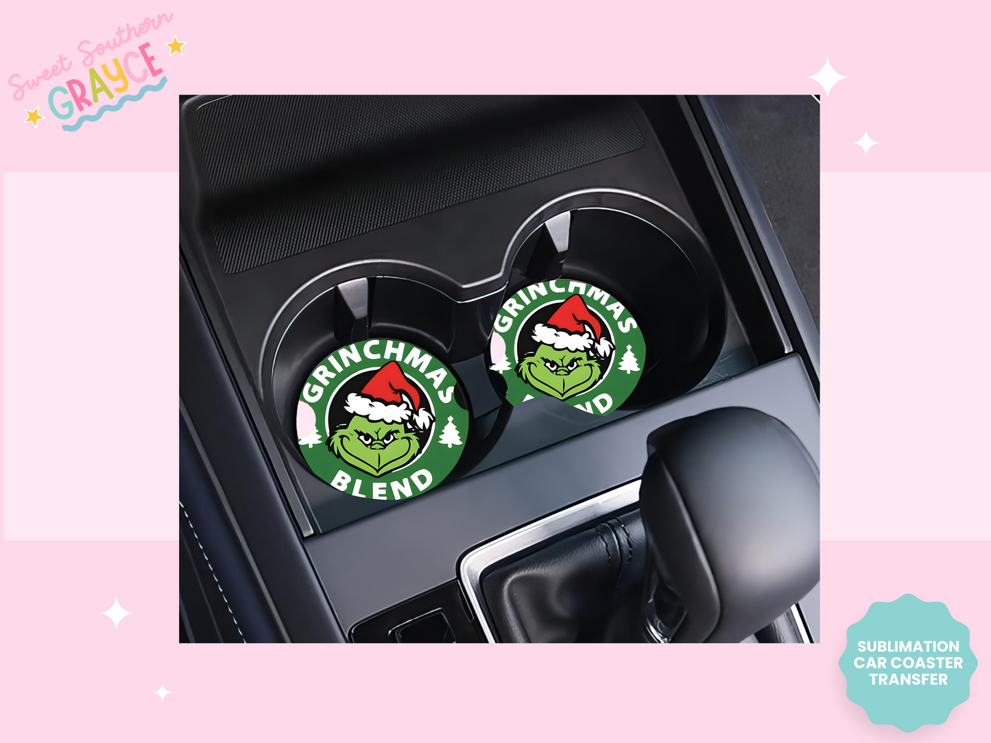 CAR COASTER SUBLIMATION TRANSFER -GREEN MAN BLEND