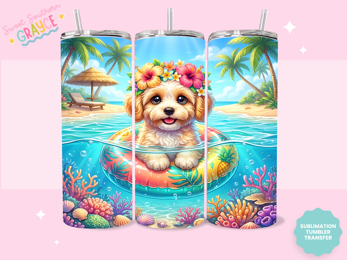 20oz SUBLIMATION TRANSFER- DOGGIE FLOATY