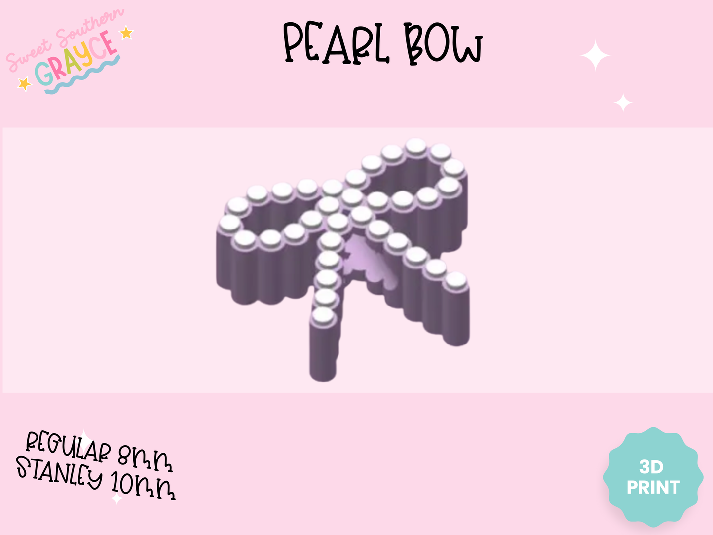 3D STRAW TOPPER- PEARL BOW