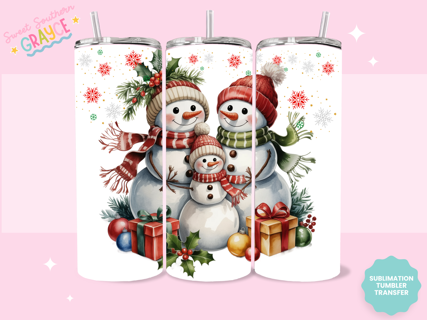 20oz SUBLIMATION TRANSFER - SNOWMAN FAMILY