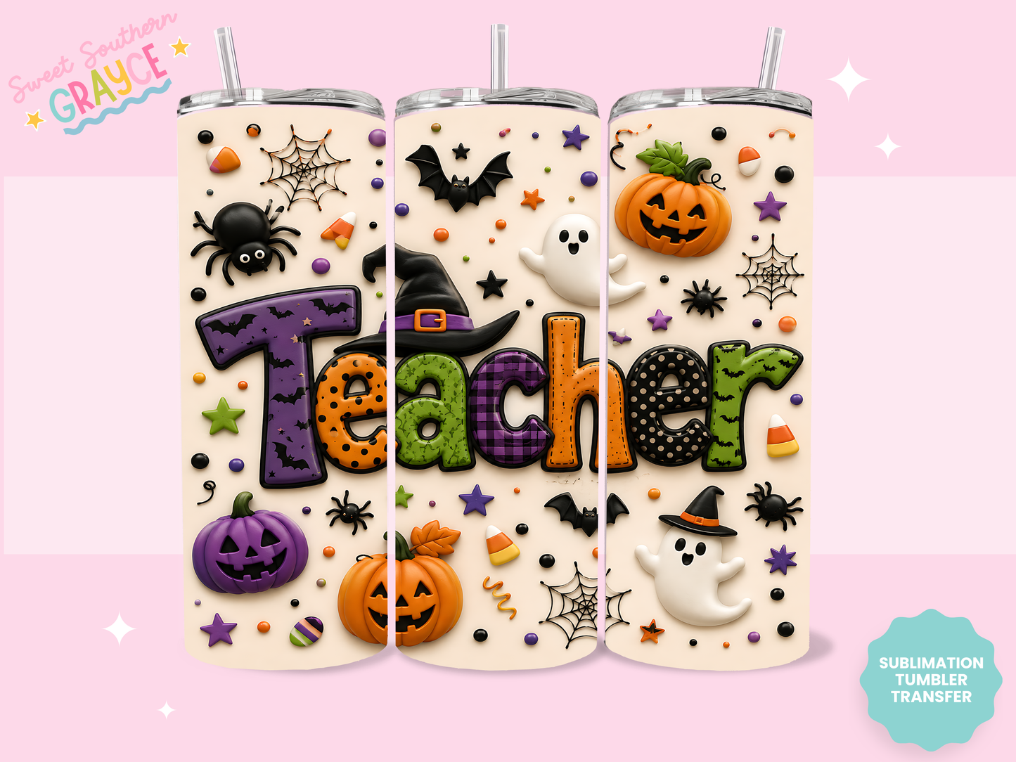 20oz SUBLIMATION TRANSFER- HALLOWEEN TEACHER