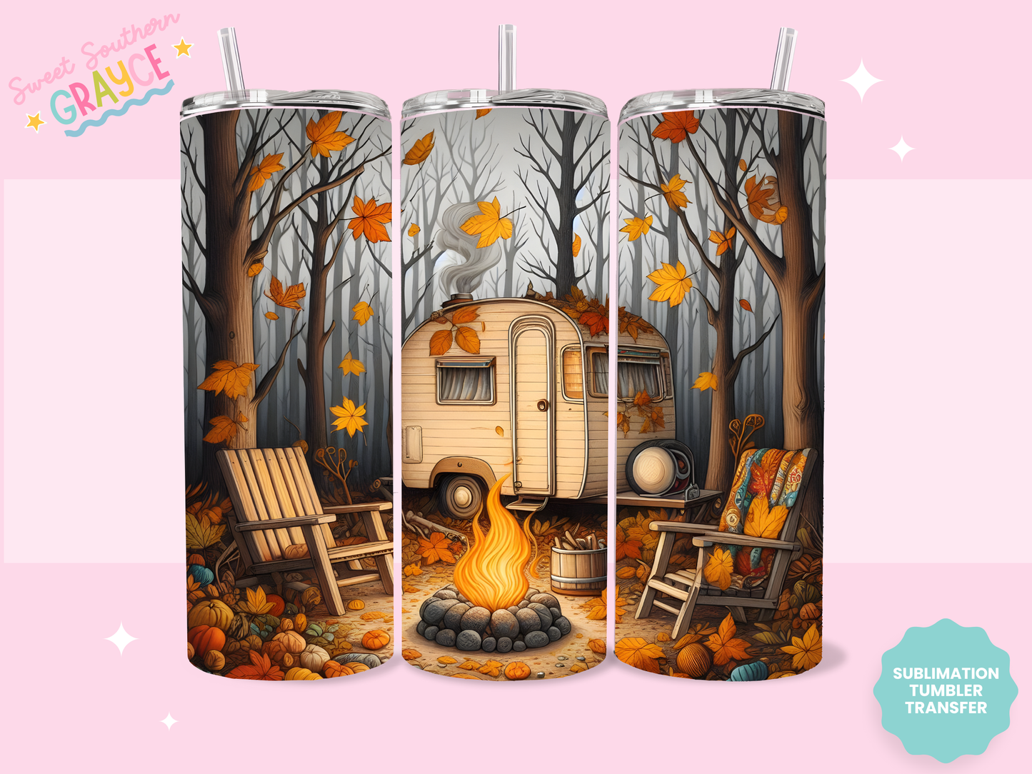 20oz SUBLIMATION TRANSFER - CAMPER AND CAMPFIRE