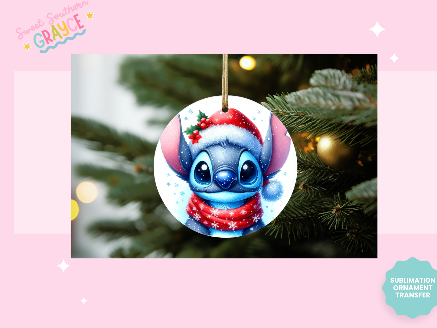 ORNAMENT SUBLIMATION TRANSFER - SNOW BLUE ALIEN #1