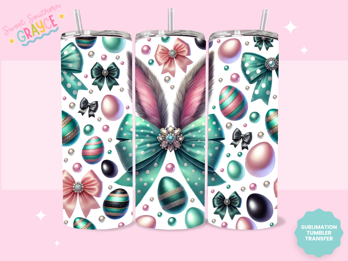 20oz SUBLIMATION TRANSFER - PINK BUNNY EARS