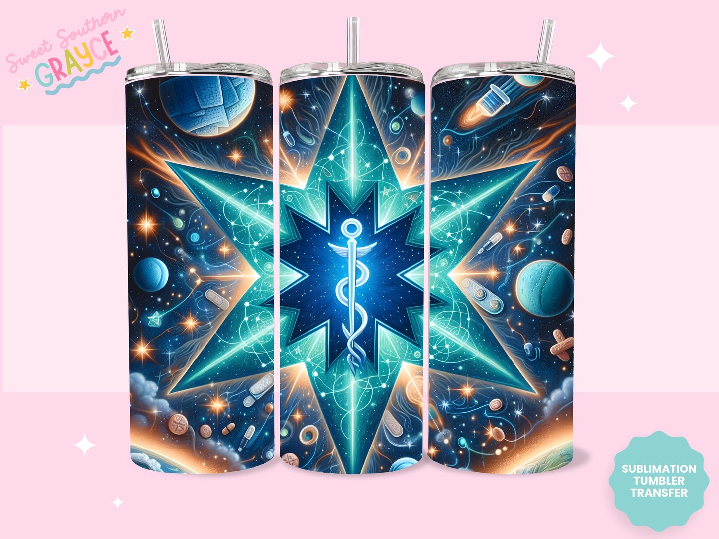 20oz SUBLIMATION TRANSFER - MAGICAL NURSING STAR