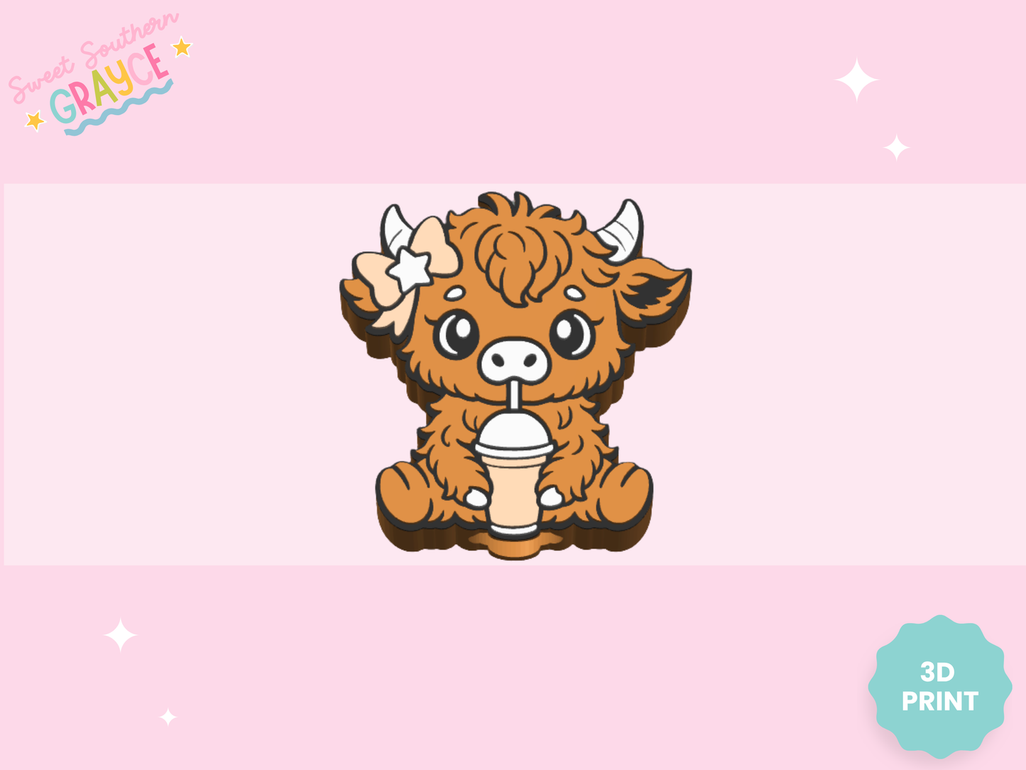 3D STRAW TOPPER- COFFEE HEIFER