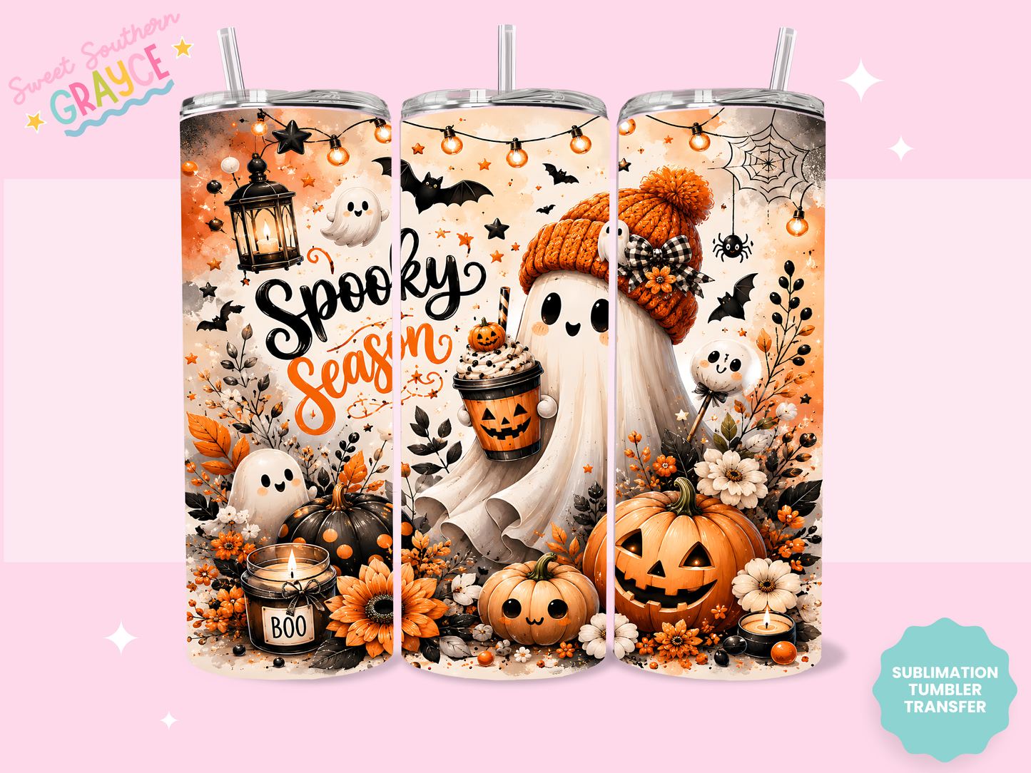 20oz SUBLIMATION TRANSFER- GHOSTIE SPOOKY SEASON