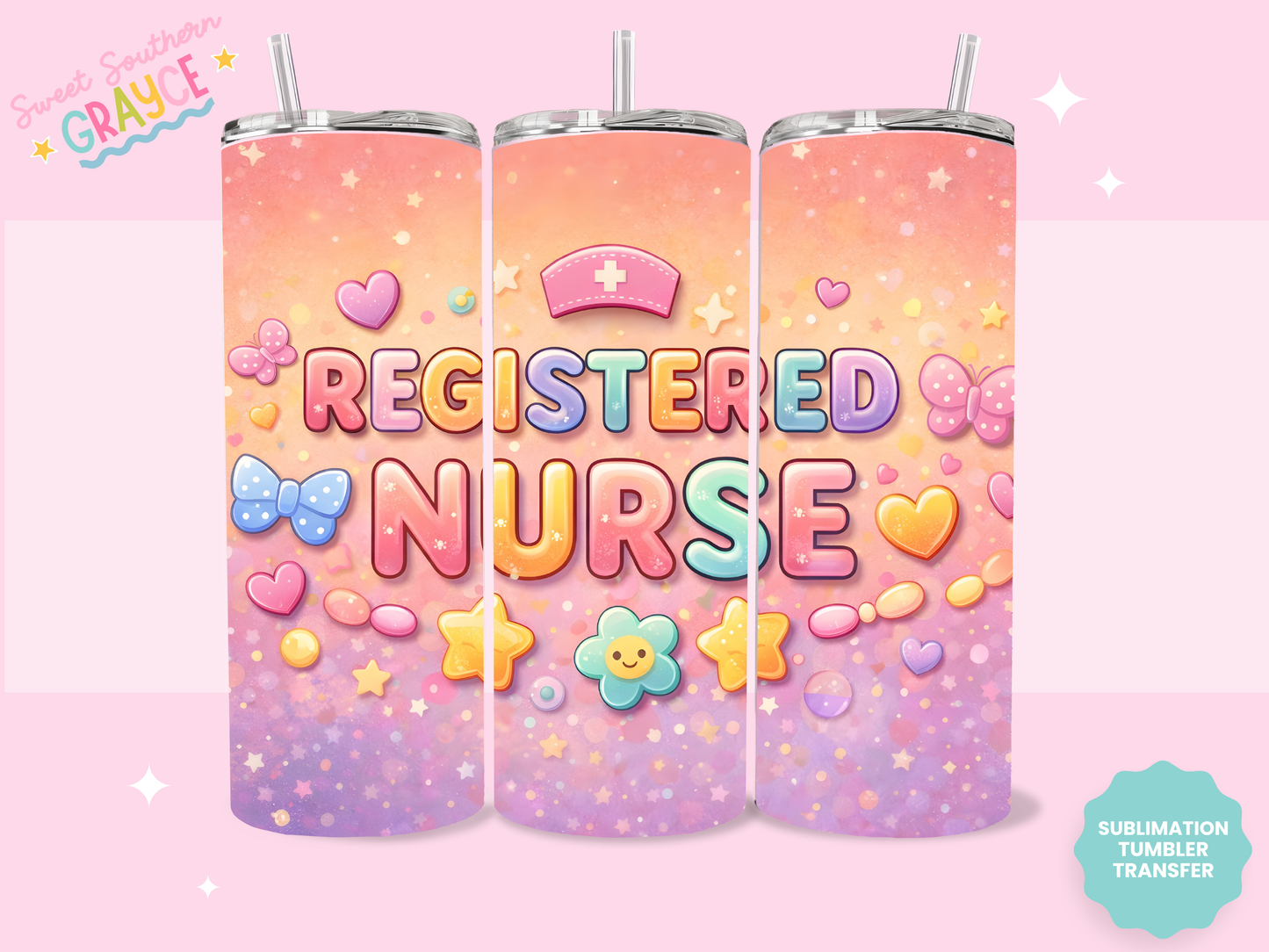 20oz SUBLIMATION TRANSFER- CUTE NURSE