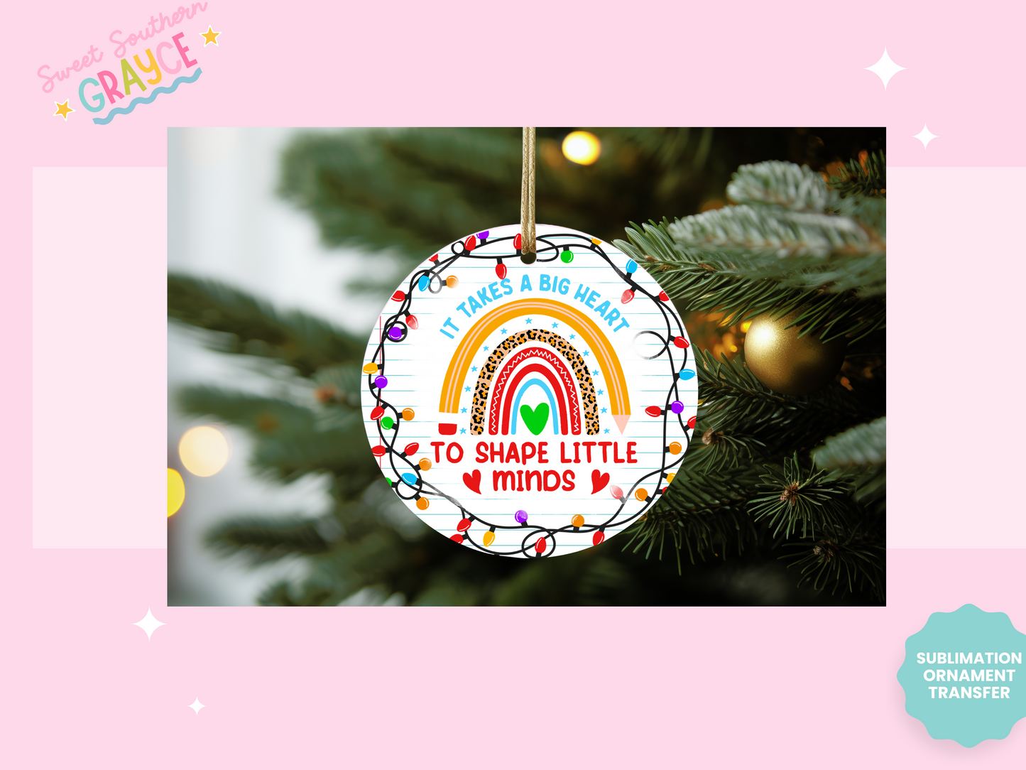 ORNAMENT SUBLIMATION TRANSFER - SHAPE LITTLE MINDS RAINBOW