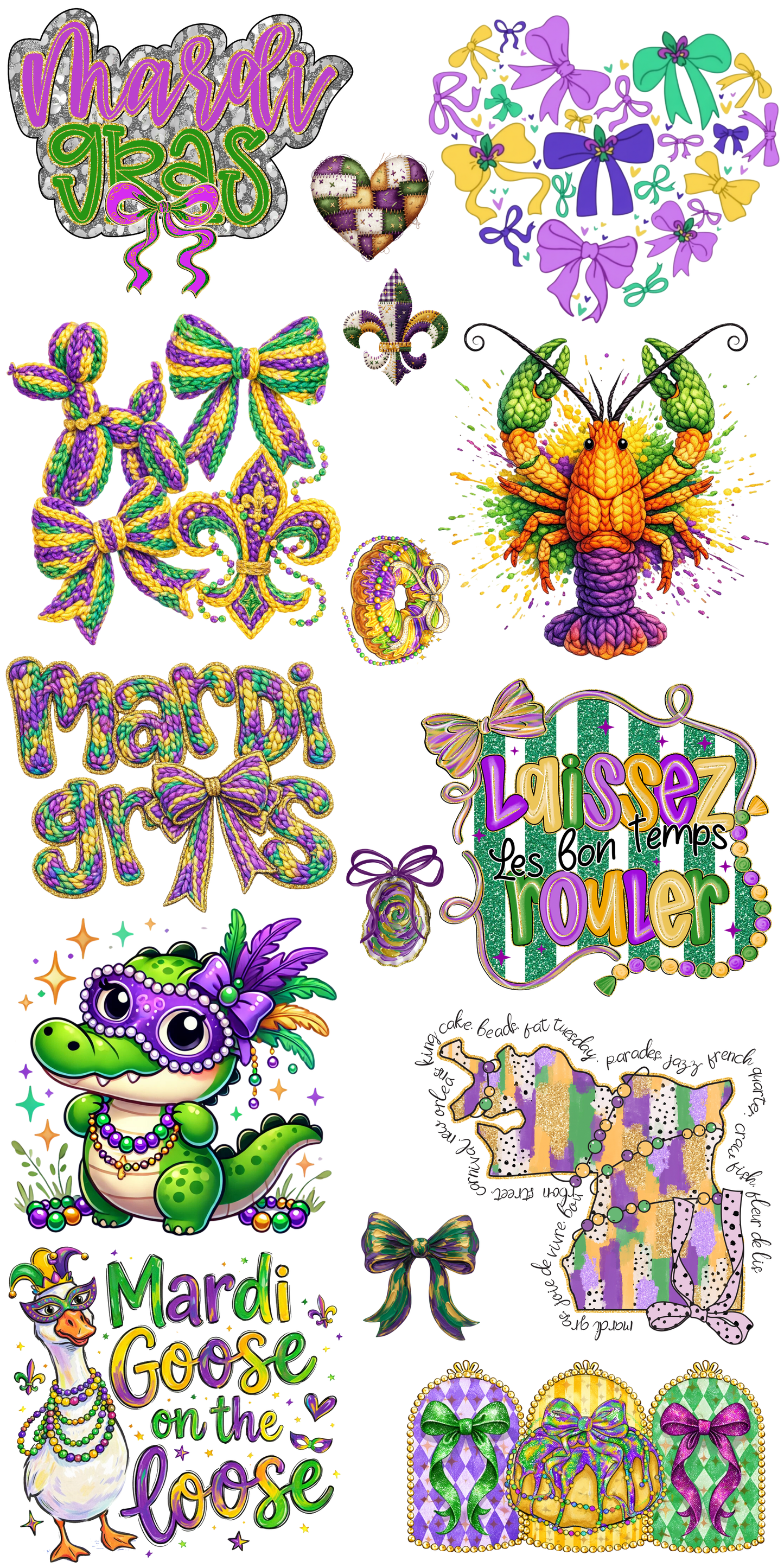 DTF 22x48 GANG SHEET- MARDI GRAS