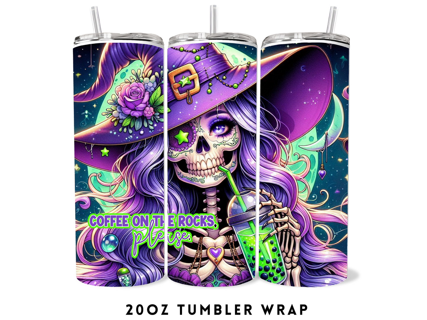 20oz SUBLIMATION TRANSFER- COFFEE ON THE ROCKS WITCH