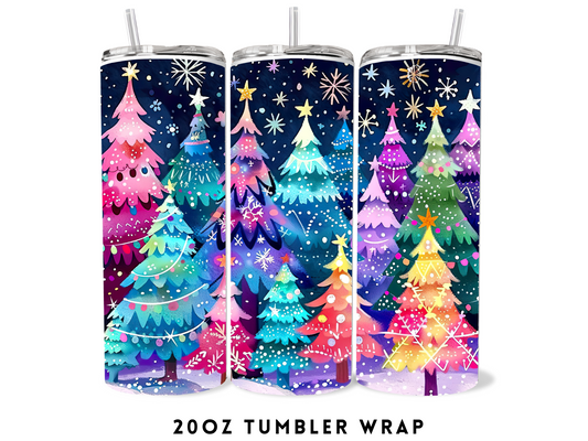 20oz SUBLIMATION TRANSFER- COLORFUL CHRISTMAS TREES