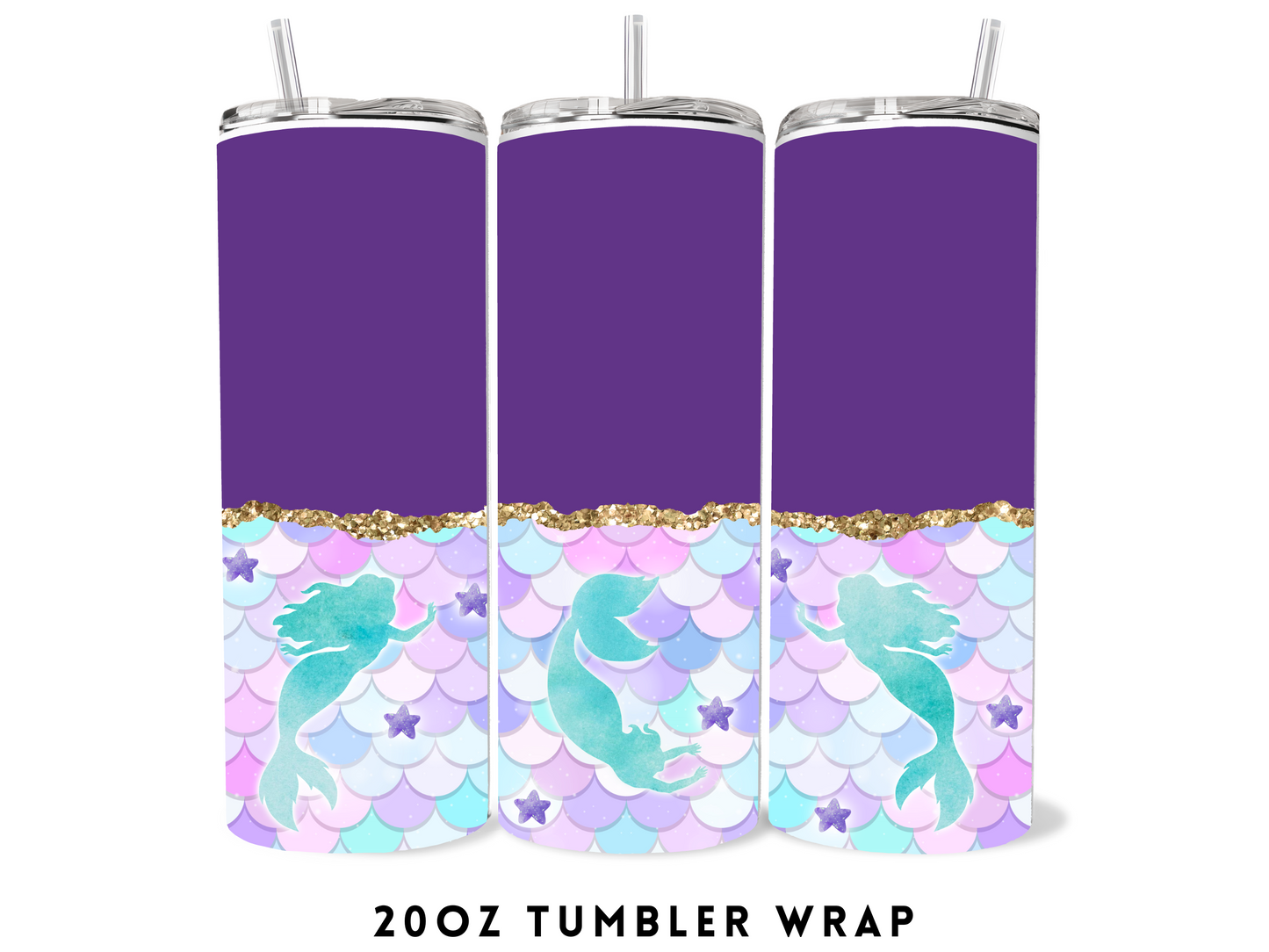 20oz SUBLIMATION TRANSFER- PURPLE MERMAID