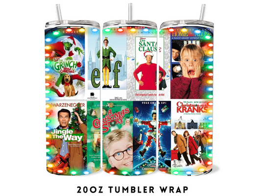 20oz SUBLIMATION TRANSFER- CHRISTMAS MOVIES