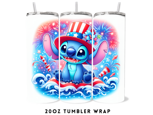 20oz SUBLIMATION TRANSFER- AMERICAN BLUE ALIEN