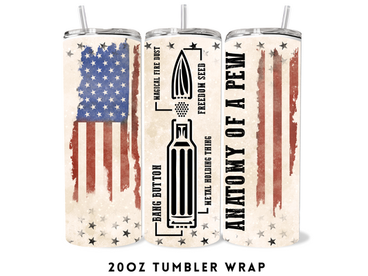 20oz SUBLIMATION TRANSFER- AMERICAN PEW PEW