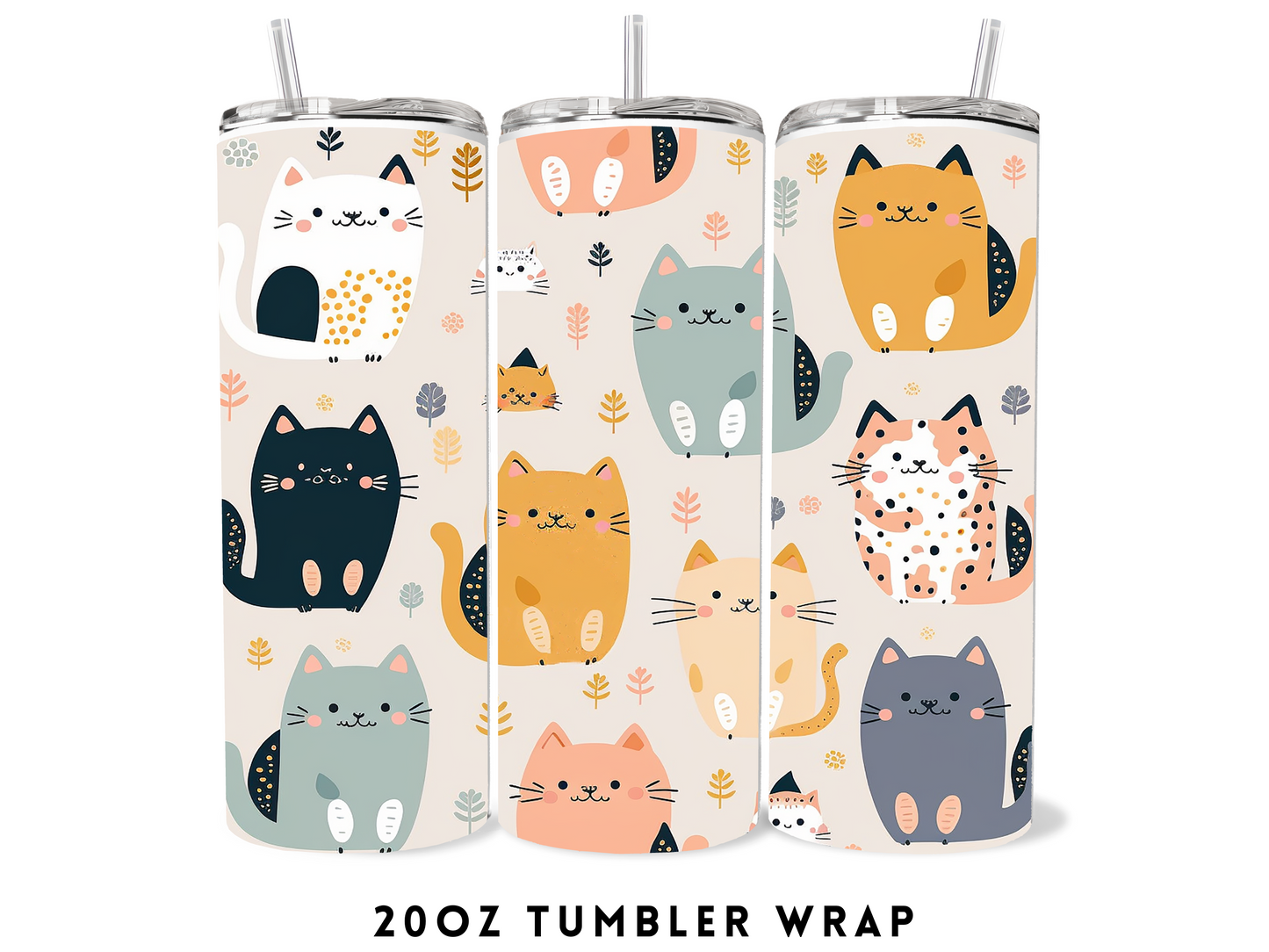 20oz SUBLIMATION TRANSFER- CUTE CATS