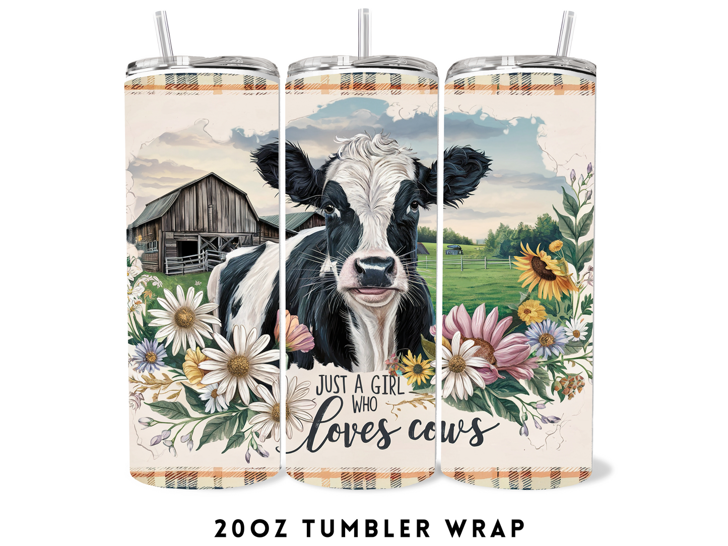 20oz SUBLIMATION TRANSFER- CJUST A GIRL WHO LOVES COWS