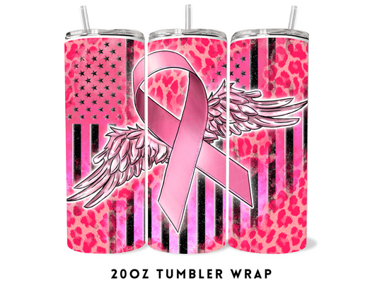 20oz SUBLIMATION TRANSFER- AMERICAN FLAG PINK RIBBON