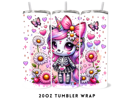 20oz SUBLIMATION TRANSFER- UNICORN SKELETON