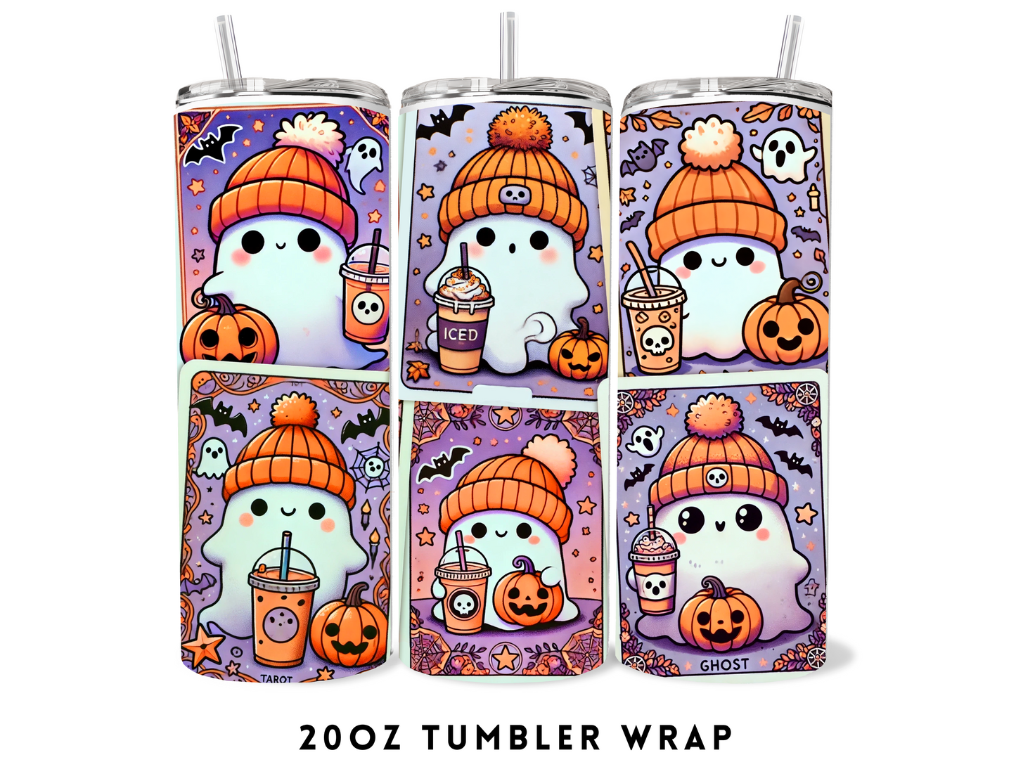 20oz SUBLIMATION TRANSFER- CUTE GHOSTIE CARDS