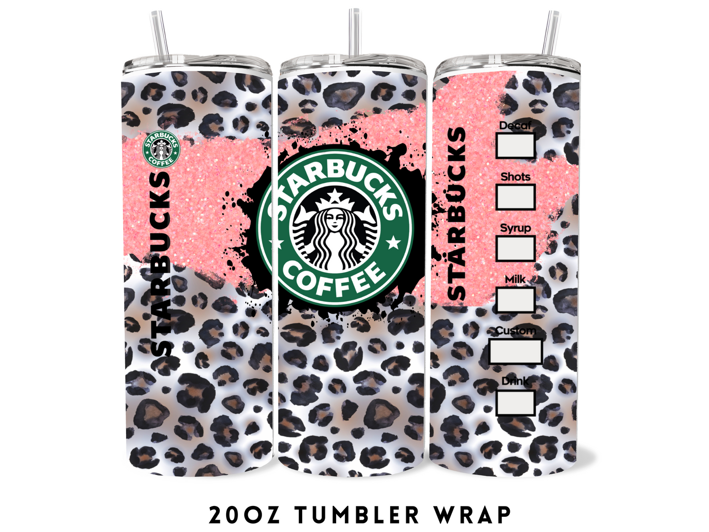 20oz SUBLIMATION TRANSFER- PINK CHEETAH SBUCKS