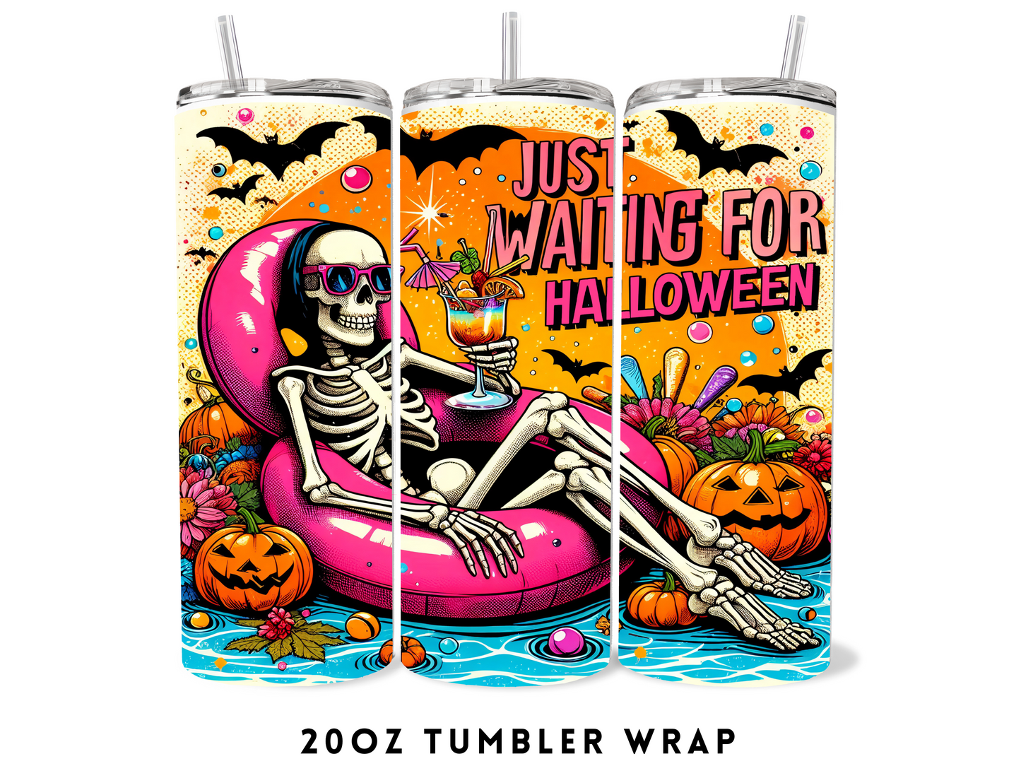 20oz SUBLIMATION TRANSFER- PINK JUST WAITING FOR HALLOWEEN