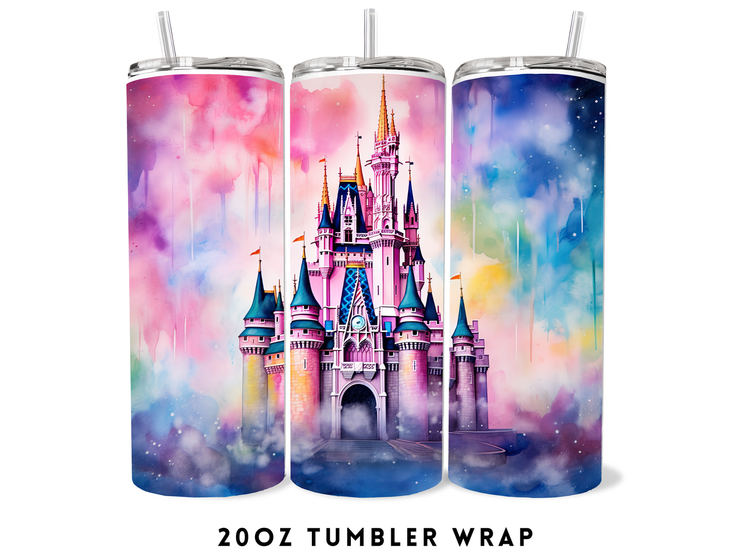 20oz SUBLIMATION TRANSFER- WATERCOLOR MAGICAL CASTLE