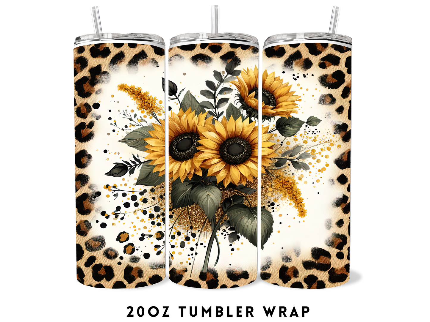 20oz SUBLIMATION TRANSFER- CHEETAH SUNFLOWERS