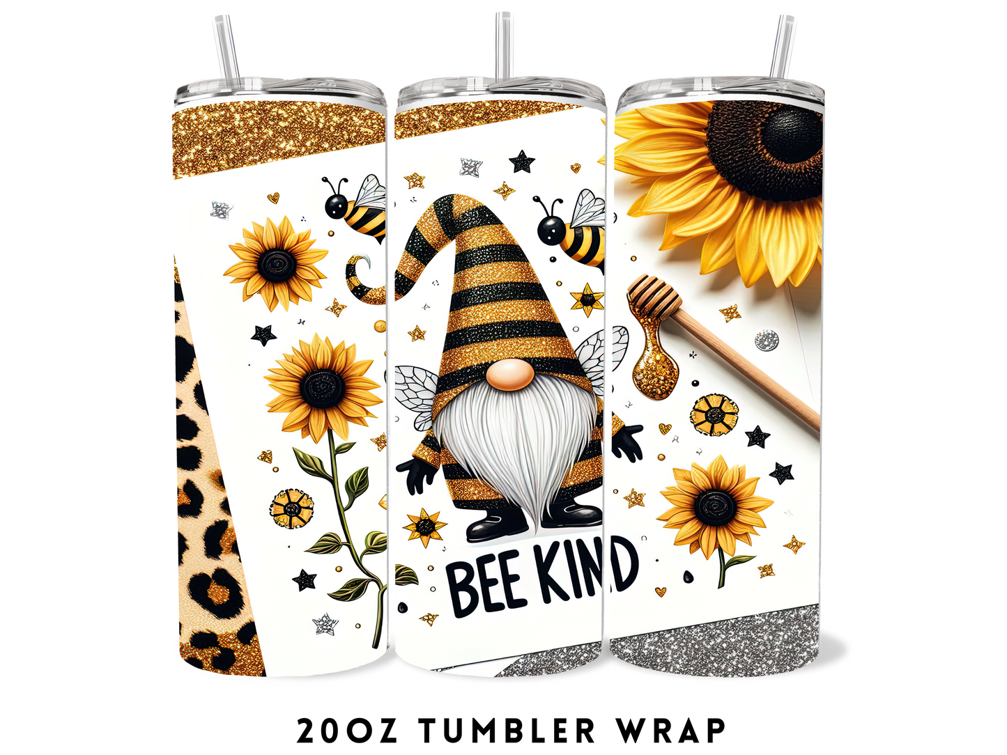 20oz SUBLIMATION TRANSFER- BEE KIND GNOME