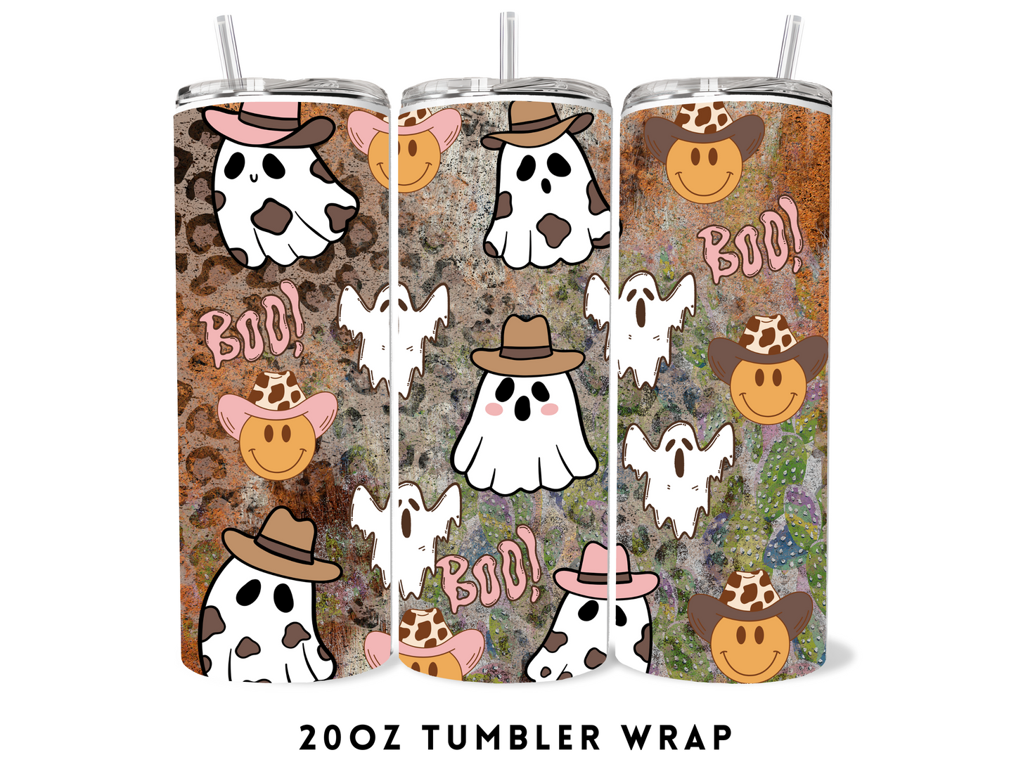 20oz SUBLIMATION TRANSFER- SMILEY GHOSTIE HALLOWEEN