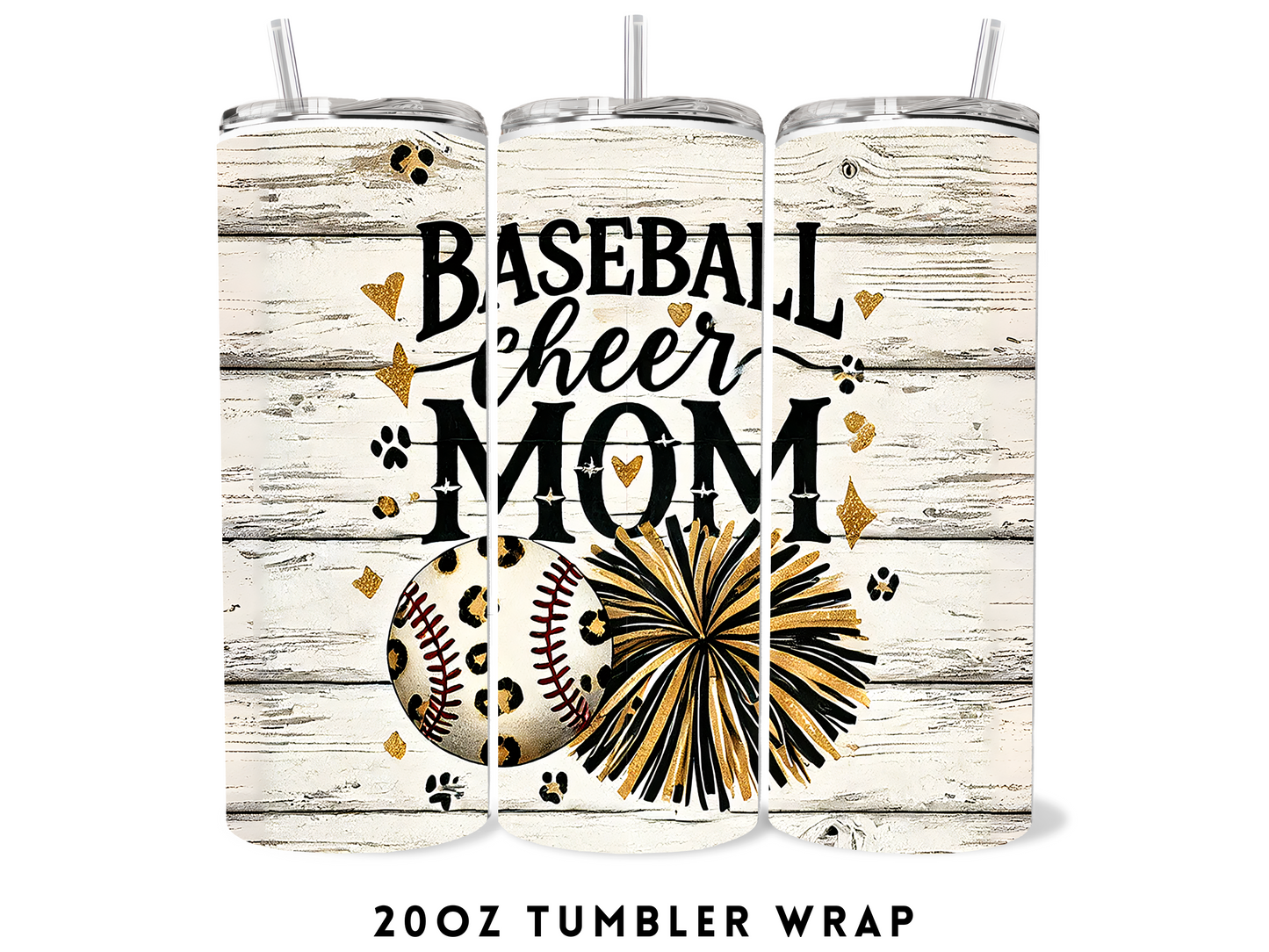 20oz SUBLIMATION TRANSFER- BASEBALL CHEER MOM