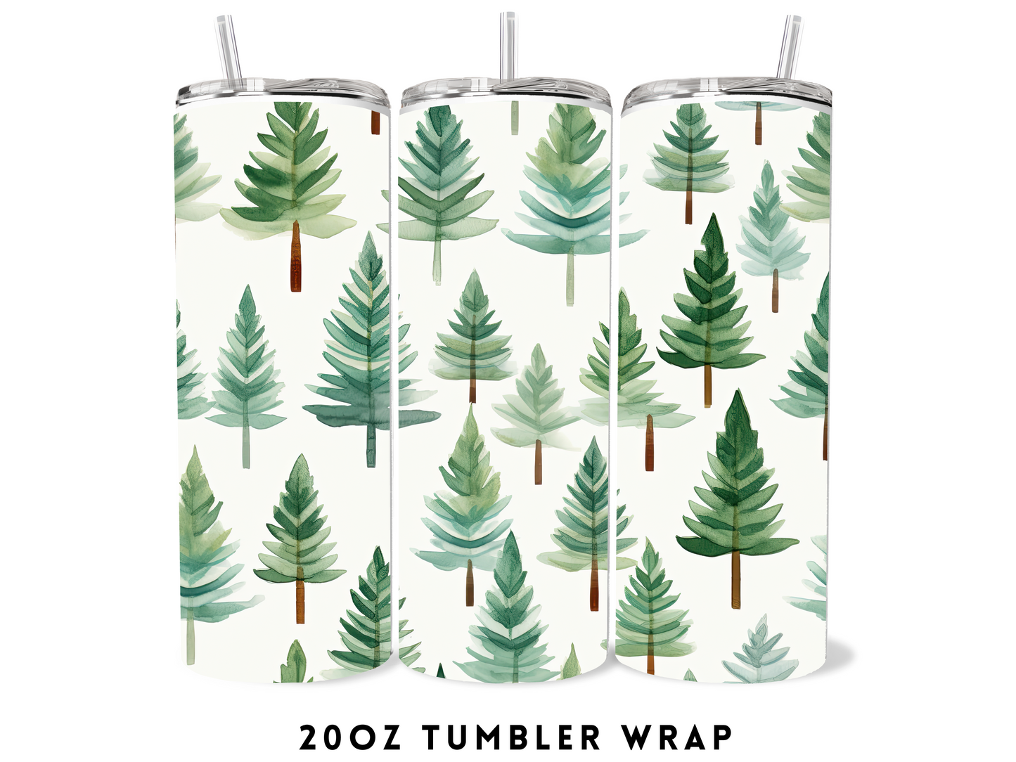 20oz SUBLIMATION TRANSFER- WATERCOLOR CHRISTMAS TREES