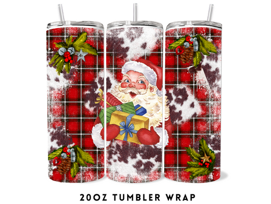 20oz SUBLIMATION TRANSFER- FLANNEL SANTA