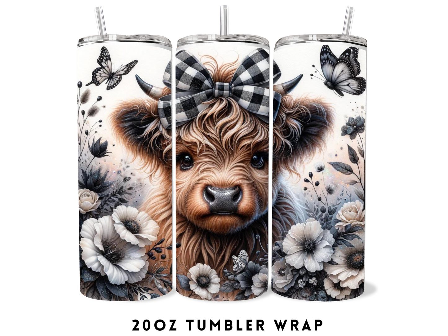 20oz SUBLIMATION TRANSFER- FLORAL BABY HEIFER