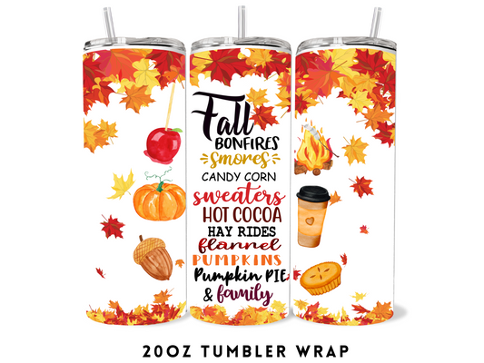 20oz SUBLIMATION TRANSFER- FALL THINGS