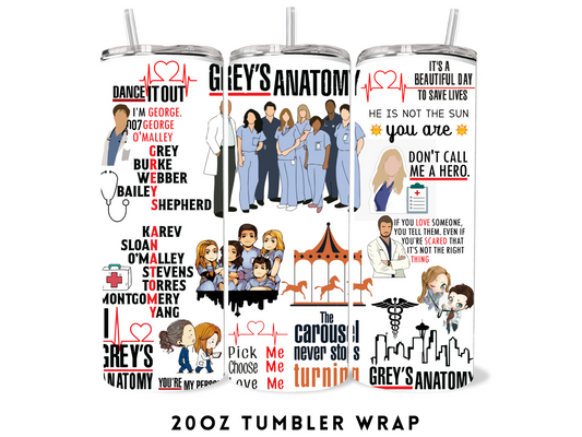 20oz SUBLIMATION TRANSFER- GREYS ANATOMY #2