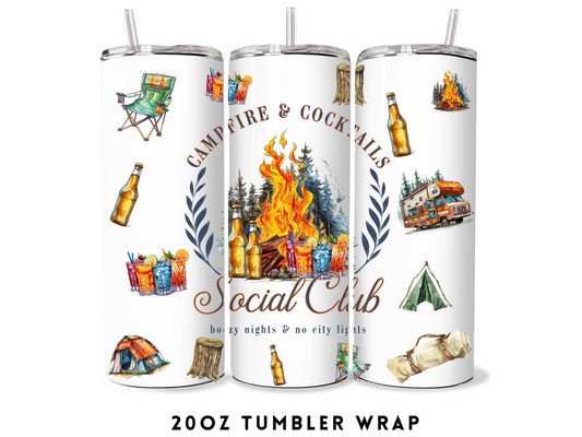 20oz SUBLIMATION TRANSFER- CAMPFIRE AND COCKTAILS