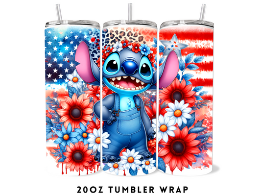 20oz SUBLIMATION TRANSFER- AMERICAN BLUE ALIEN