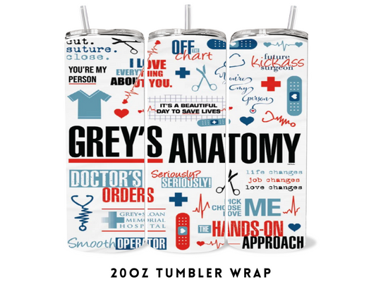 20oz SUBLIMATION TRANSFER- GREY'S ANATOMY