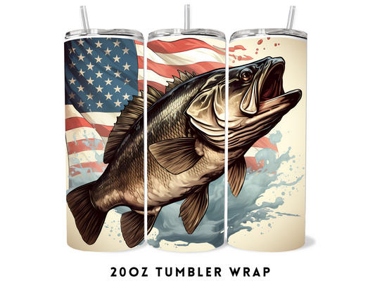 20oz SUBLIMATION TRANSFER- AMERICAN FLAG BASS