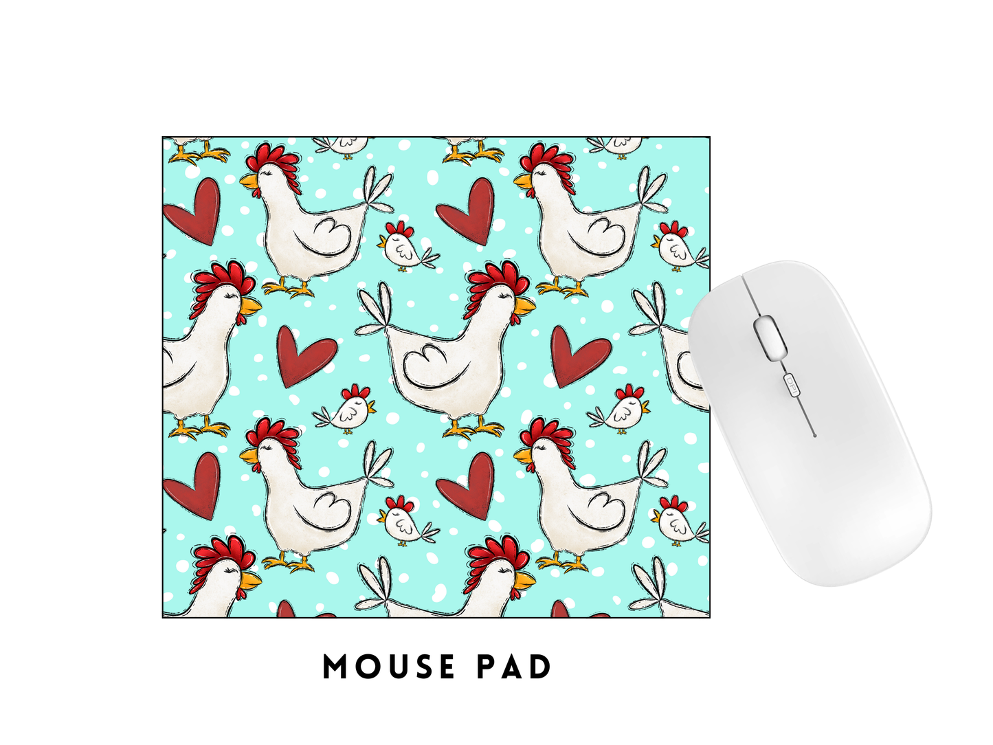 MOUSE PAD TRANSFER- TEAL CHICKENS