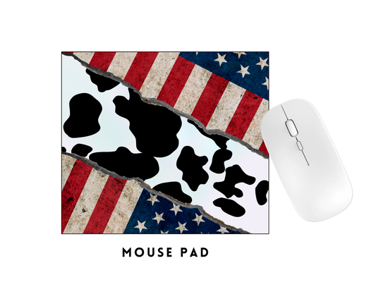 MOUSE PAD TRANSFER- AMERICAN FLAG COW PRINT